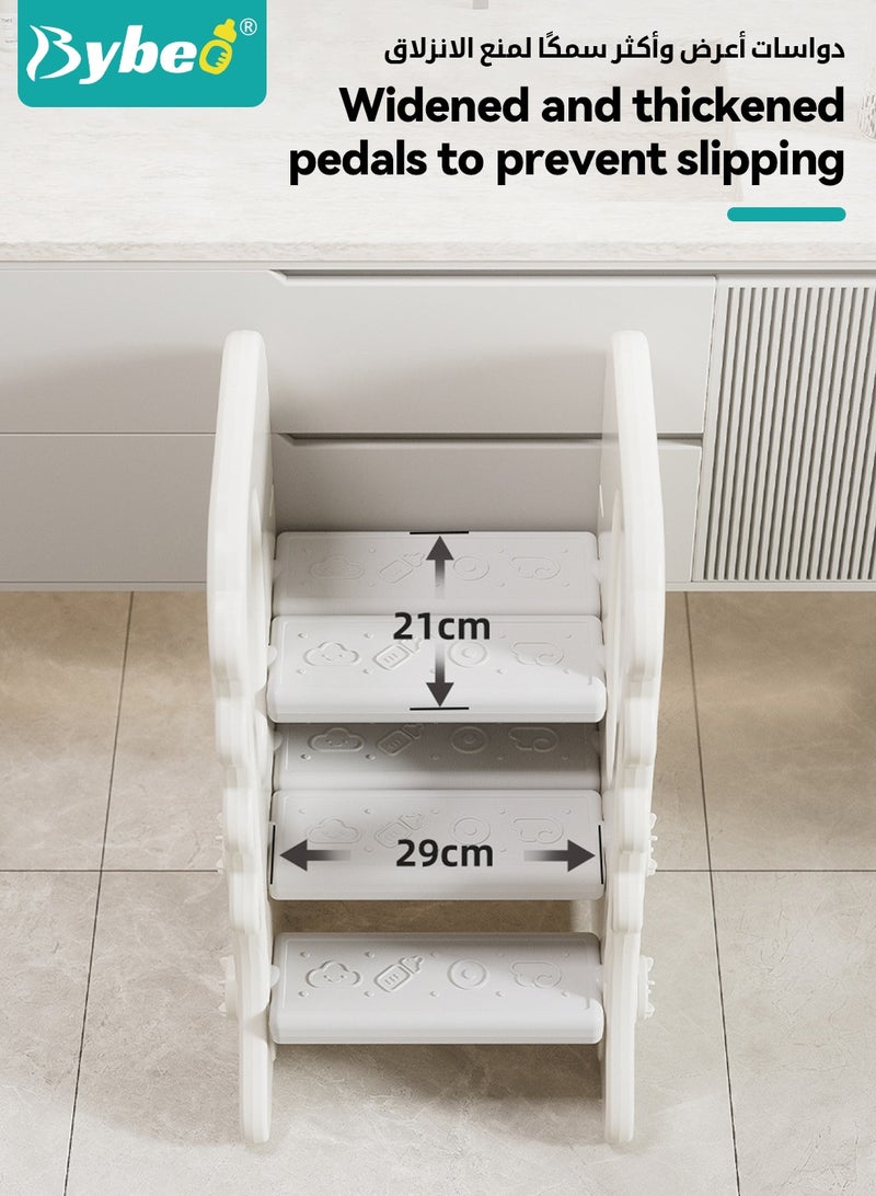 Bybeo Kids Step Stool, Toddler Step Stool, Toilet Steps Potty Training Stool, Adjustable Children Step Ladder, 3 Step Standing Tower with Handles and Non-Slip Pads, for Bathroom Sink Kitchen Counter - Image 4